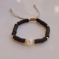 1 Piece Fashion Round Pearl Soft Clay Copper Knitting Gold Plated Women's Bracelets sku image 6
