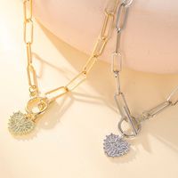 1 Piece Simple Style Devil's Eye Heart Shape Alloy Plating Rhinestones Women's Pendant Necklace main image 1