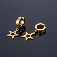 1 Piece Vintage Style Star Stainless Steel Plating Hollow Out Drop Earrings main image 4