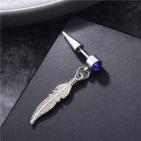Fashion Feather Stainless Steel Inlay Artificial Gemstones Drop Earrings 1 Piece main image 3