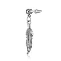 Fashion Feather Stainless Steel Inlay Artificial Gemstones Drop Earrings 1 Piece main image 4