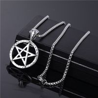 Fashion Pentagram Cross Guitar Titanium Steel Plating Inlay Turquoise Pendant Necklace 1 Piece sku image 4