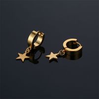 1 Piece Simple Style Pentagram Stainless Steel Plating Drop Earrings main image 5