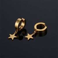 1 Piece Simple Style Pentagram Stainless Steel Plating Drop Earrings main image 4