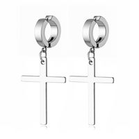 Fashion Cross Titanium Steel Plating Dangling Earrings 1 Piece main image 6