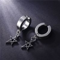 1 Piece Lady Pentagram Titanium Steel Plating Hollow Out Drop Earrings main image 5