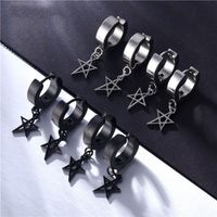 1 Piece Lady Pentagram Titanium Steel Plating Hollow Out Drop Earrings main image 1