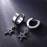 1 Piece Lady Pentagram Titanium Steel Plating Hollow Out Drop Earrings main image 3