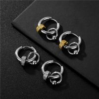 1 Piece Simple Style Circle Titanium Steel Plating Inlay Zircon Earrings main image 6