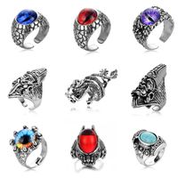 1 Piece Hip-hop Eye Dragon Alloy Plating Inlay Artificial Gemstones Turquoise Unisex Open Ring main image 1