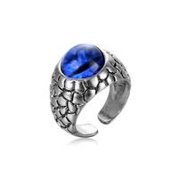 1 Piece Hip-hop Eye Dragon Alloy Plating Inlay Artificial Gemstones Turquoise Unisex Open Ring sku image 11