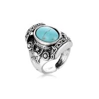 1 Piece Hip-hop Eye Dragon Alloy Plating Inlay Artificial Gemstones Turquoise Unisex Open Ring sku image 9