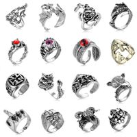 1 Piece Hip-hop Cross Skull Dragon Alloy Plating Inlay Rhinestones Unisex Open Ring main image 2