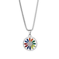 Fashion Daisy Titanium Steel Enamel Pendant Necklace 1 Piece main image 3