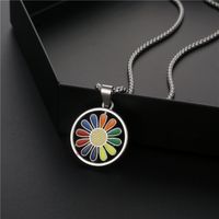 Fashion Daisy Titanium Steel Enamel Pendant Necklace 1 Piece sku image 1