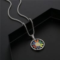 Fashion Daisy Titanium Steel Enamel Pendant Necklace 1 Piece main image 5