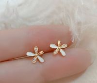 1 Pair Fashion Flower Alloy Plating Inlay Artificial Diamond Opal Women's Ear Studs sku image 5