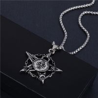 Fashion Pentagram Lion Alloy Titanium Steel Stoving Varnish Pendant Necklace 1 Piece sku image 5
