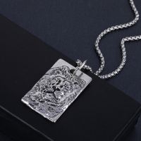 Fashion Pentagram Lion Alloy Titanium Steel Stoving Varnish Pendant Necklace 1 Piece sku image 17