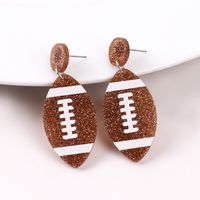1 Pair Simple Style Football Patchwork Arylic Drop Earrings sku image 1