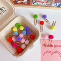 Japanese Cute Creative Metal Paper Clip Bookmark Color Candy Hairy Ball Pin Student Office Supplies Stationery main image 4