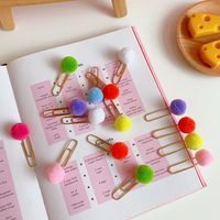 Japanese Cute Creative Metal Paper Clip Bookmark Color Candy Hairy Ball Pin Student Office Supplies Stationery main image 3