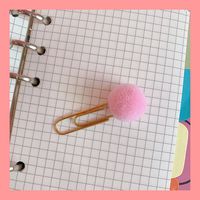 Japanese Cute Creative Metal Paper Clip Bookmark Color Candy Hairy Ball Pin Student Office Supplies Stationery sku image 6