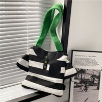 Women's Medium Spring&summer Canvas Stripe Cute Square Magnetic Buckle Handbag sku image 1