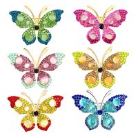 Mode Papillon Alliage Placage Incruster Strass Femmes Broches main image 1