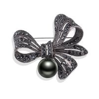 Retro Flower Bow Knot Alloy Plating Inlay Rhinestones Pearl Women's Brooches main image 4