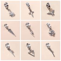 1 Piece Hip-hop Triangle Star Skull Stamping Stainless Steel Drop Earrings main image 1
