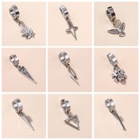 1 Piece Hip-hop Triangle Star Skull Stamping Stainless Steel Drop Earrings main image 6