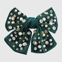 Fashion Bow Knot Corduroy Inlay Artificial Pearls Artificial Diamond Hair Clip 1 Piece main image 1