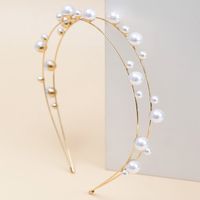 Frau Mode Runden Eisen Inlay Künstliche Perlen Haarband main image 1