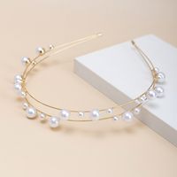 Women'S Fashion Round Iron Inlay Artificial Pearls Hair Band main image 2