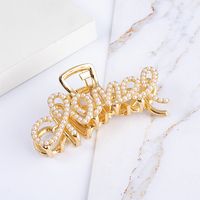 Women's Fashion Letter Bow Knot Alloy Plating Inlay Artificial Pearls Artificial Diamond Hair Claws main image 5