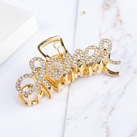 Women's Fashion Letter Bow Knot Alloy Plating Inlay Artificial Pearls Artificial Diamond Hair Claws sku image 8