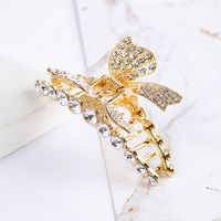 Women's Fashion Letter Bow Knot Alloy Plating Inlay Artificial Pearls Artificial Diamond Hair Claws sku image 5