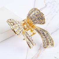Women's Fashion Letter Bow Knot Alloy Plating Inlay Artificial Pearls Artificial Diamond Hair Claws sku image 2