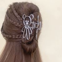 Fashion Bear Metal Inlay Artificial Pearls Artificial Diamond Hair Claws 1 Piece sku image 4