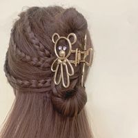 Fashion Bear Metal Inlay Artificial Pearls Artificial Diamond Hair Claws 1 Piece sku image 6