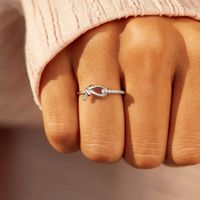 Sterling Silver Elegant Solid Color Knot Plating Rings main image 5