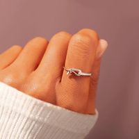 Sterling Silver Elegant Solid Color Knot Plating Rings main image 4
