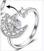 Moda Estrella Luna Flor Metal Embutido Diamantes De Imitación Mujeres Anillos sku image 4