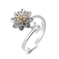 Mode Stern Mond Blume Metall Inlay Strasssteine Frau Ringe main image 4