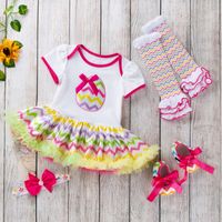Easter Fashion Round Dots Letter Cotton Girls Clothing Sets main image 3