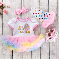 Easter Fashion Round Dots Letter Cotton Girls Clothing Sets main image 2