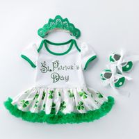 St. Patrick Fashion Shamrock Letter Cotton Girls Dresses sku image 4