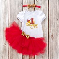 Birthday Cute Letter Printing Cotton Girls Clothing Sets main image 4