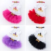 Birthday Cute Letter Printing Cotton Girls Clothing Sets main image 5